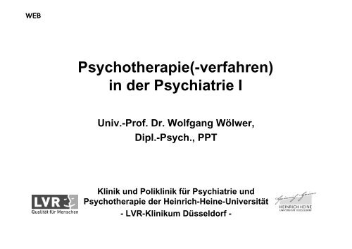 Psychotherapie(-verfahren) - LVR-Klinikum Düsseldorf