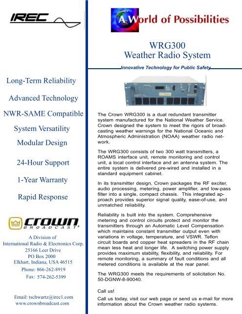 WRG300 Weather Radio System - Crown Broadcast