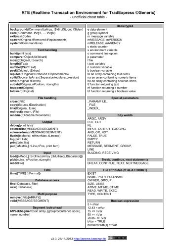 RTE (Realtime Transaction Environment for TradExpress ©Generix)