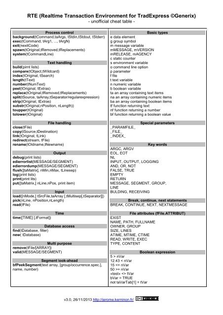 RTE (Realtime Transaction Environment for TradExpress ©Generix)