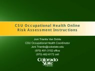 CSU Occupational Health Online Risk Assessment Instructions