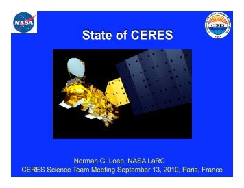 State of CERES/NASA/EOS/Senior Reviews