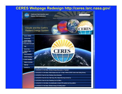 State of CERES/NASA/EOS/Senior Reviews