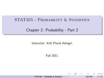 STAT355 - Probability & Statistics Chapter 2: Probability ... - UMBC