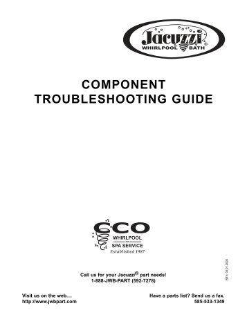 component troubleshooting guide - CCO Whirlpool and Spa Service