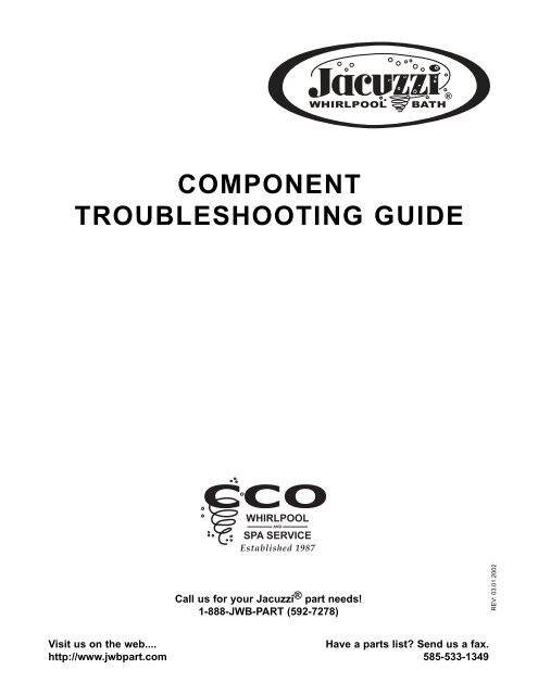 component troubleshooting guide - CCO Whirlpool and Spa Service