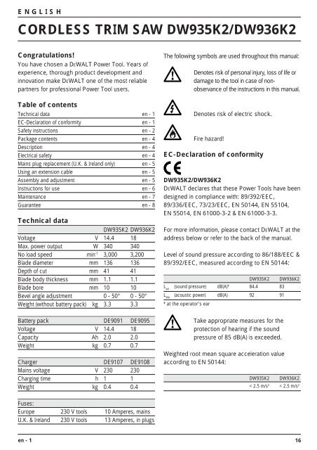 Dewalt - DW936 - Cordless Circular Saw - Carey Tool