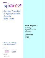 Summary - SPARC - Strategic Promotion of Ageing Research Capacity
