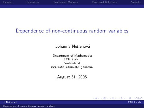 Dependence of non-continuous random variables