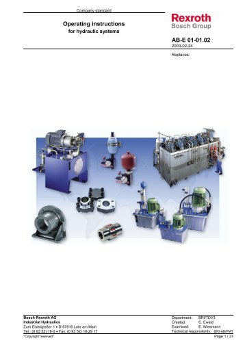 Operating instructions for hydraulic systems - Bosch Rexroth