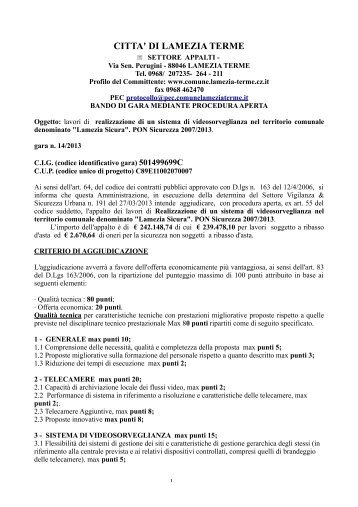 Bando integrale (297.49 KB) - Comune di Lamezia Terme