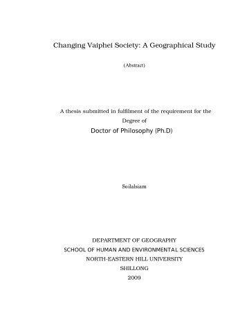 Changing Vaiphei Society: A Geographical Study