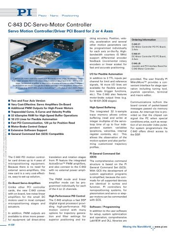 C-843 DC-Servo-Motor Controller (PDF) - Physik Instrumente