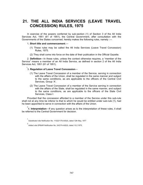 the all india services (leave travel concession) rules, 1975