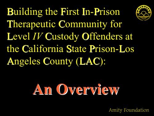 The Amity In-Prison and Post-Prison Therapeutic Community (TC ...