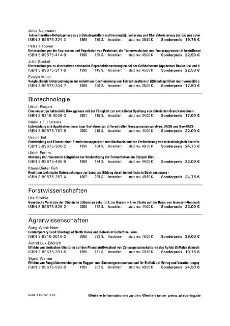 Sonderpostenliste 2010/06.2 - Herbert Utz Verlag GmbH