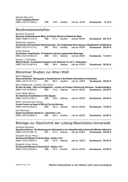 Sonderpostenliste 2010/06.2 - Herbert Utz Verlag GmbH
