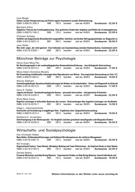 Sonderpostenliste 2010/06.2 - Herbert Utz Verlag GmbH