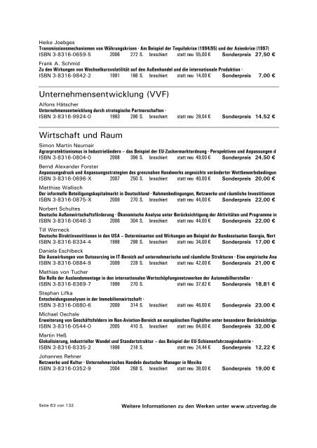 Sonderpostenliste 2010/06.2 - Herbert Utz Verlag GmbH