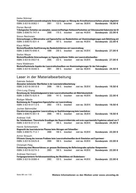 Sonderpostenliste 2010/06.2 - Herbert Utz Verlag GmbH