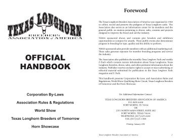 Official TLBAA Handbook - Texas Longhorn Breeders Association of ...
