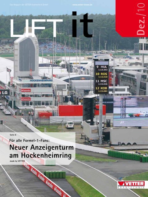 Neuer Anzeigenturm am Hockenheimring - VETTER Krantechnik