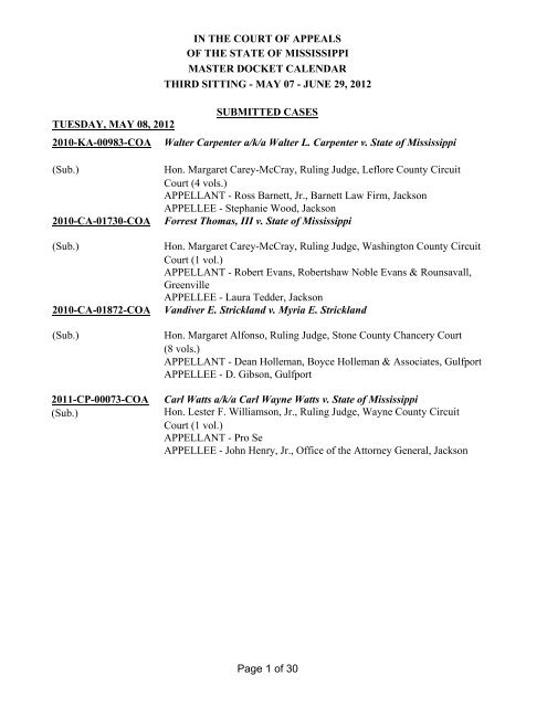 June 29, 2012 - Mississippi Supreme Court