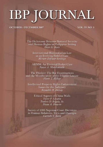 Journal Volume 33 no. 1 (2007) - Integrated Bar of the Philippines