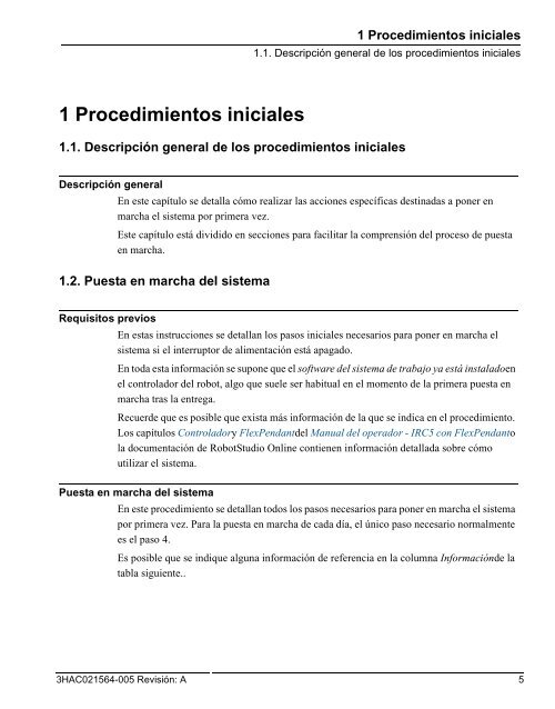 1 Procedimientos iniciales