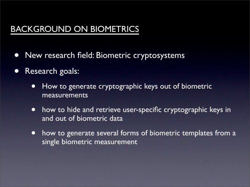 Biometric Cryptography