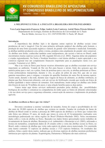 A meliponicultura ea Iniciativa Brasileira de Polinizadores - WebBee