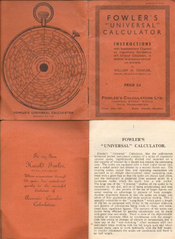 Learn How to operate your Fowler Universal Circular Slide Rule ...