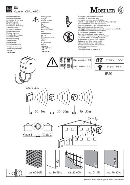 Xcomfort CSAU-01/01 868,3 MHz ca. 60-90% ca. 80-95 ... - Moeller