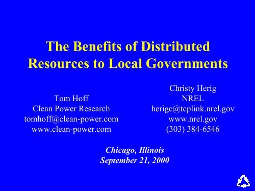 The Benefits of Distributed Resources to Local Governments