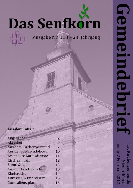 Gemeindebrief 2012-1 - Evangelische Kirchengemeinde Nieder-Moos