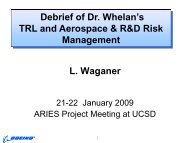 Debrief of Dr. Whelan's TRL and Aerospace & R&D Risk ...