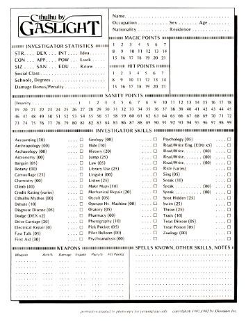 Call of cthulhu rpg free scenarios