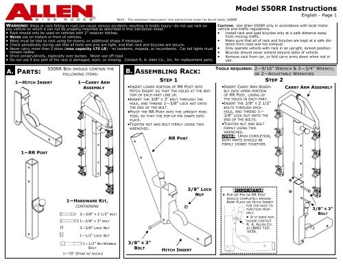 New 550RR Instructions - Allen Sports USA