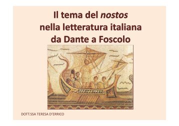 Il tema del nostos nella letteratura italiana da ... - Lettere e filosofia