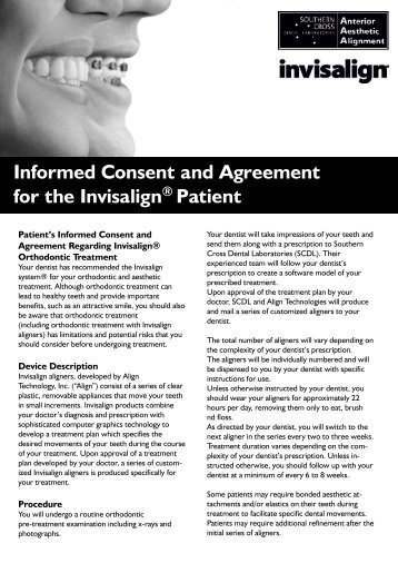 Informed Consent and Agreement for the Invisalign® Patient