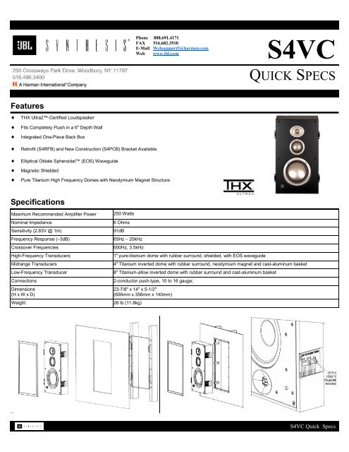 S4VC Quick Specs - JBL Synthesis