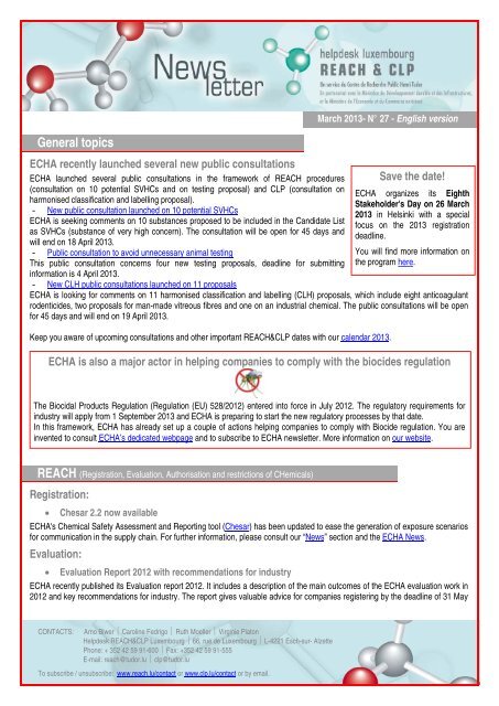 Reach Clp Newsletter 27 English 1 0 Pdf 112 70 Kb Helpdesk