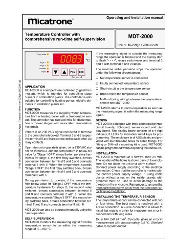 Operating and installation manual - Micatrone