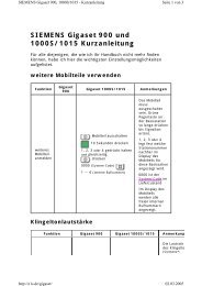 SIEMENS Gigaset 900 und 1000S/1015 Kurzanleitung - Wasser.de