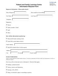 Patient and Family Learning Centre Information Request Form