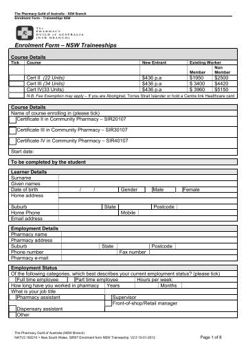 NSW Traineeships Enrolment Form - The Guild