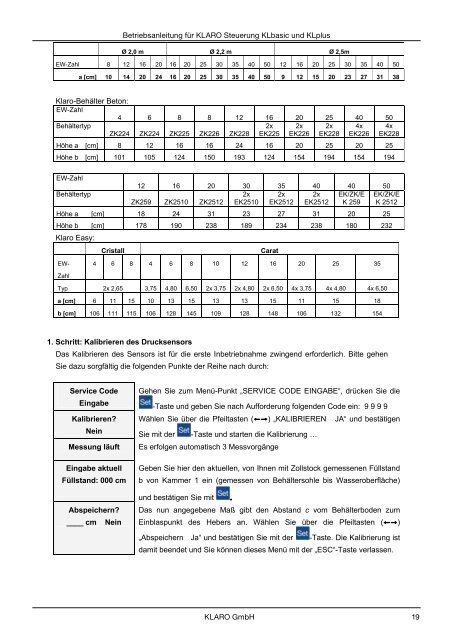 Betriebsanleitung - KLARO GmbH