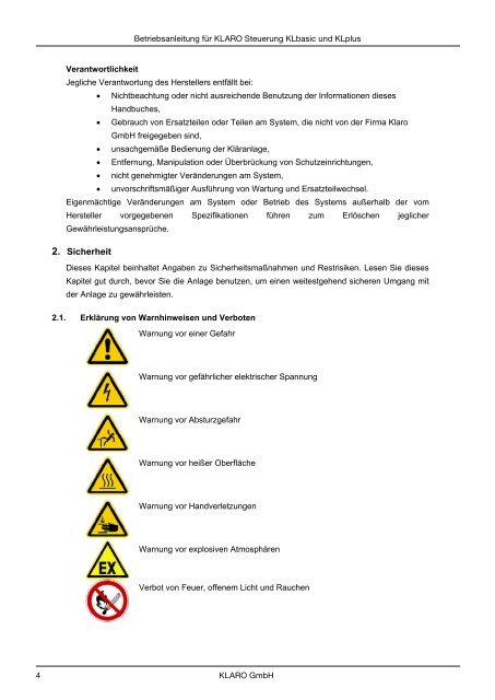 Betriebsanleitung - KLARO GmbH