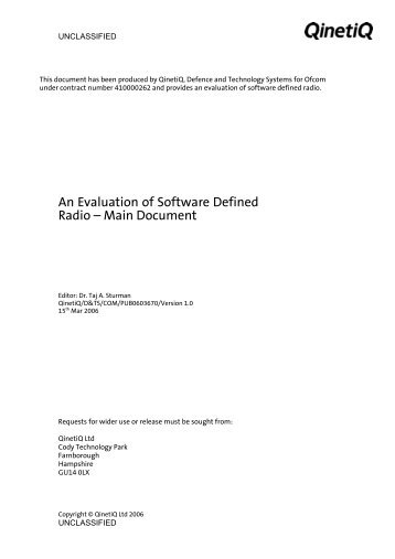 An Evaluation of Software Defined Radio â€“ Main Document