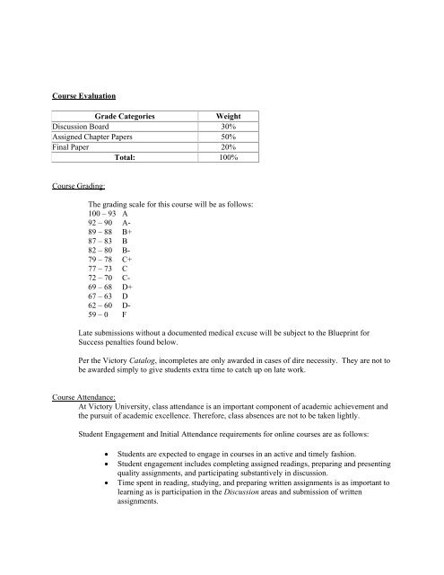 VICTORY UNIVERSITY SYLLABUS BU-3133, Principles of ...